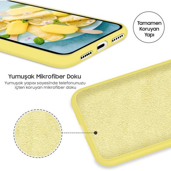 CaseUp Apple iPhone 14 Kılıf Slim Liquid Silicone Sarı 3